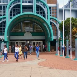 Students walking out from Durban University of Technology.