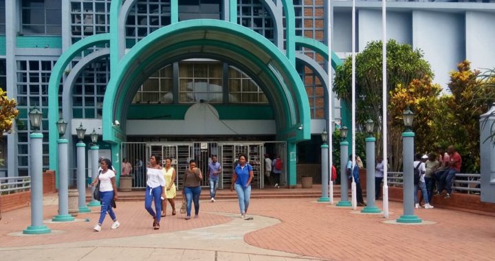 Students walking out from Durban University of Technology.