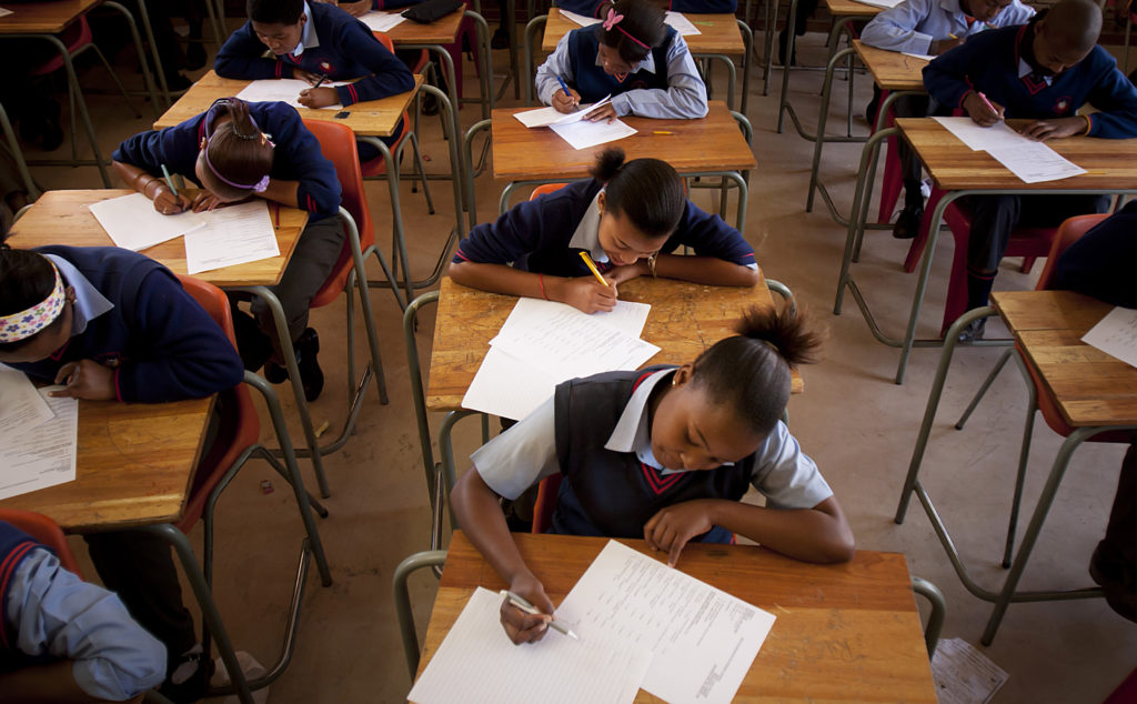 Matriculants writing their end-of-year examinations at Thuto Lehakwe secondary school
