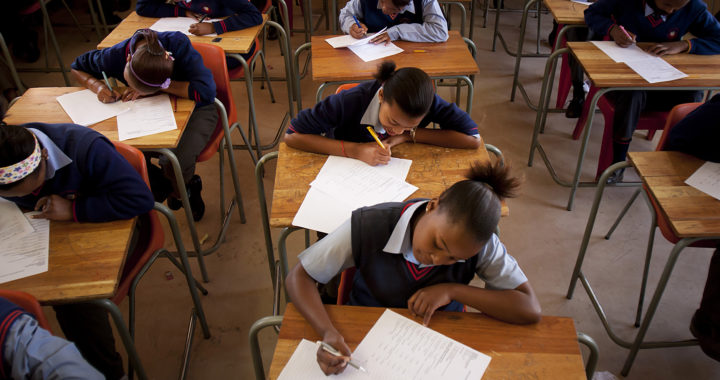Matriculants writing their end-of-year examinations at Thuto Lehakwe secondary school